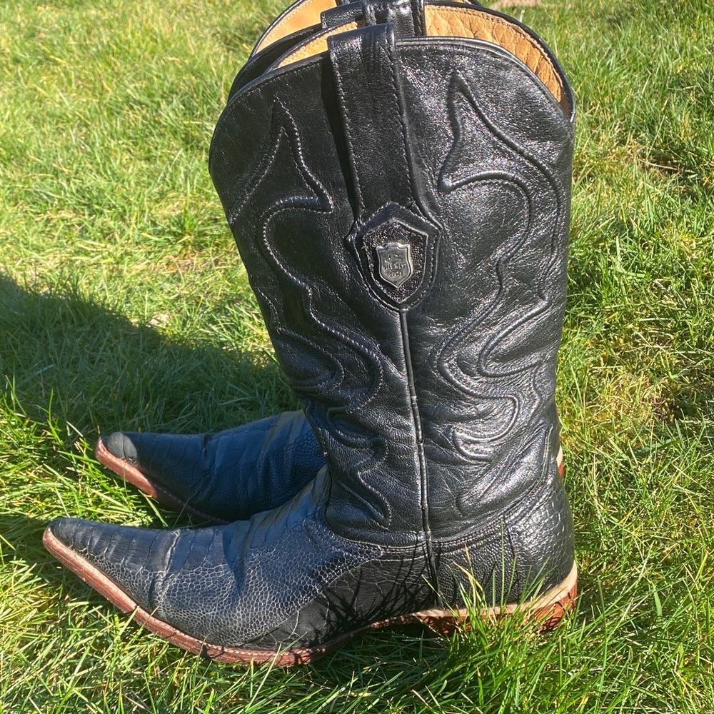 Wild West Boots 950505 men’s Black Genuine Leather Stingray Cowboy Boots Size 8